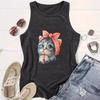 Cat-printed Women's Round-neck Vest for Spring and Summer Casual Sleeveless Top