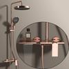 Hot Cold Bathroom Shower System Faucets 12 Inch Round Rain Shower Head Brushed Rose Gold Hot Cold Waterfall Bathroom Shower Set