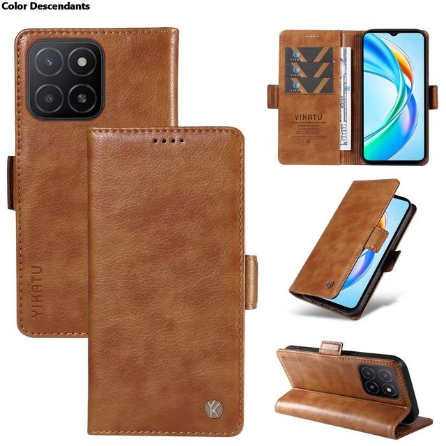 

Wallet Leather Case For OPPO Reamle C75 C67 C65 C63 C35 C31 C30 C25 C21 C15 C12 P1 Pro 5G N63 70 4G GT 6T 6 9i 9 8i 8 60 Plus OPPO Realme 60 4G коричневий