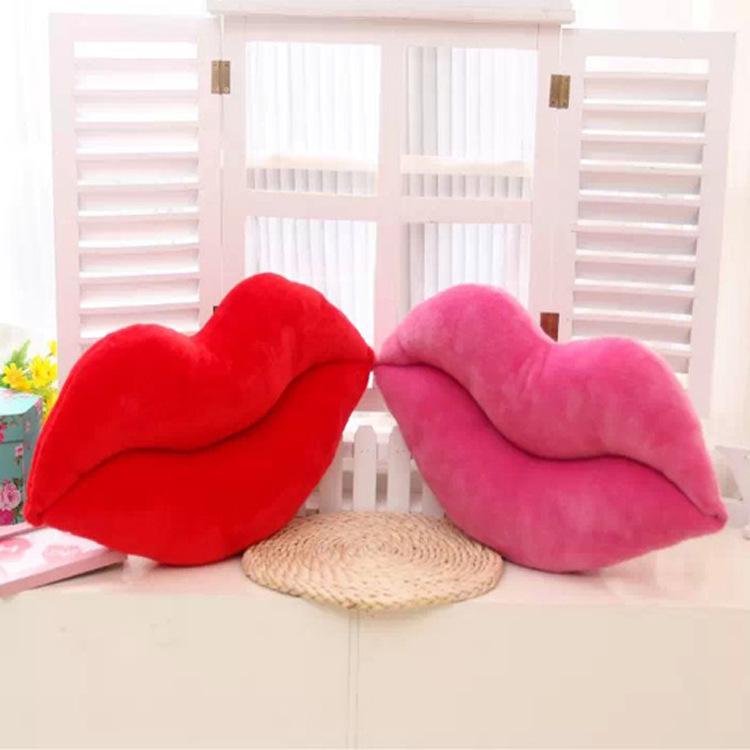 Cojín Decorativo Creativo de Peluche Labios Rojos - Lindo, Sexy, Novedoso para Decoración del Hogar