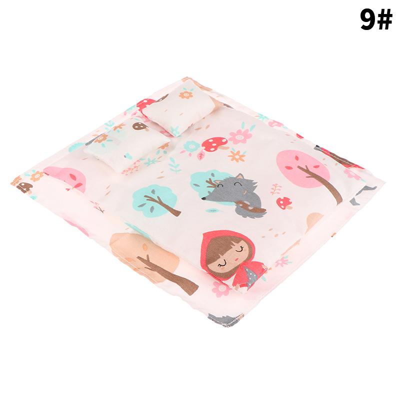 1:12 Scale Dollhouse Bedroom Miniature Bed Four Piece Bed Set Bed Sheet Quilt Pillow Decor Toy Doll House Accessories