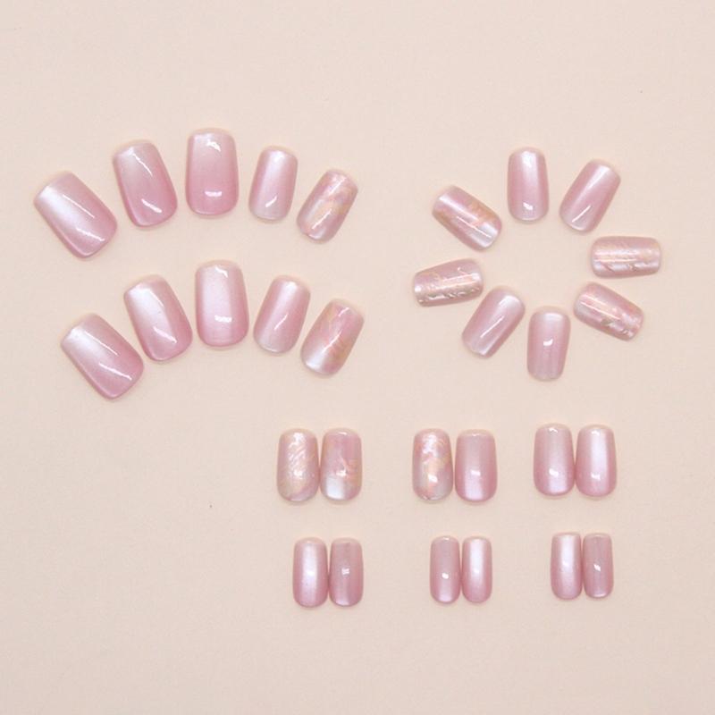 Cats Eye Artificial Nail Short Square Press On Nail Full Cover Acrylic False Nail For A Variety Of Social Gatherings