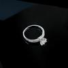 Sterling Silver Six-Prong Stone Ring with Diamond Band - Elegant Proposal/Engagement Jewelry for Women