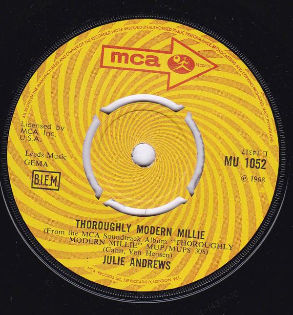 

7inch Record JULIE ANDREWS Thoroughly Modern Millie Jimmy MU1052 MCA Records 1968 UK Pop Used
