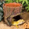 Reptile Cave Moisture Keeping Resin Reptile Hide Cave Garden Stump Decoration Help Shedding For Gecko Reptile