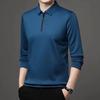 New T Shirt Zipper Polo Shirt Male Fashion Turn-Down Collar Long Sleeve Business Men Clothes