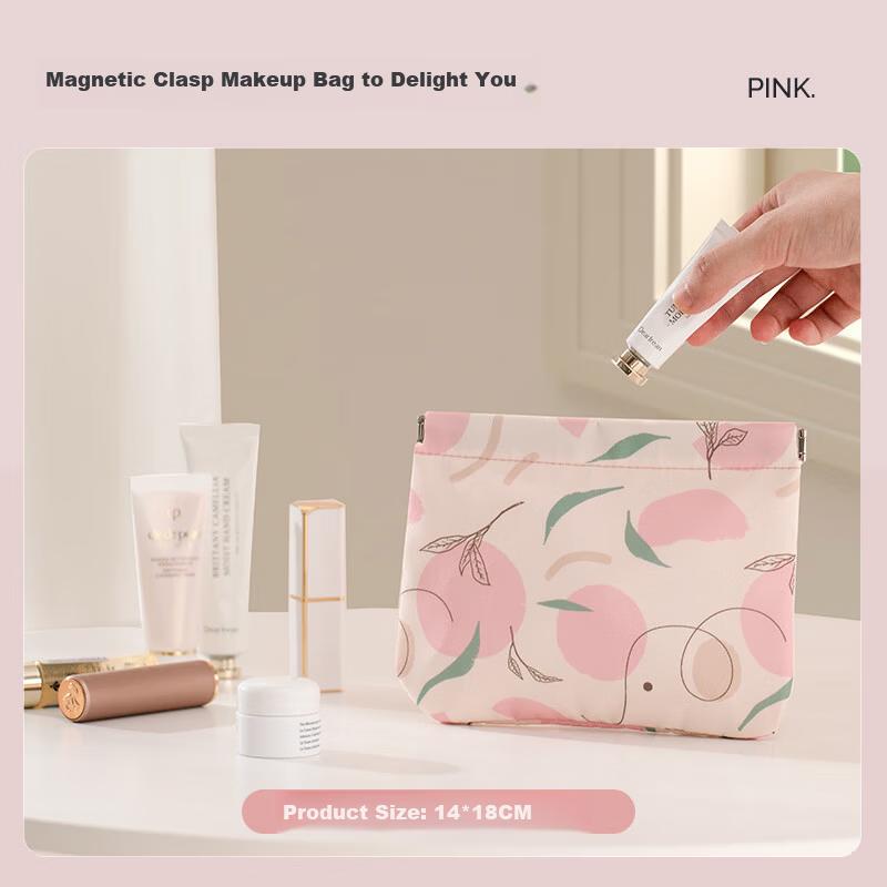 Youshiguang Large Printed Cosmetic Bag Storage Coin Purse with Automatic Snap Closure for Sanitary Napkins and Lipstick Portable