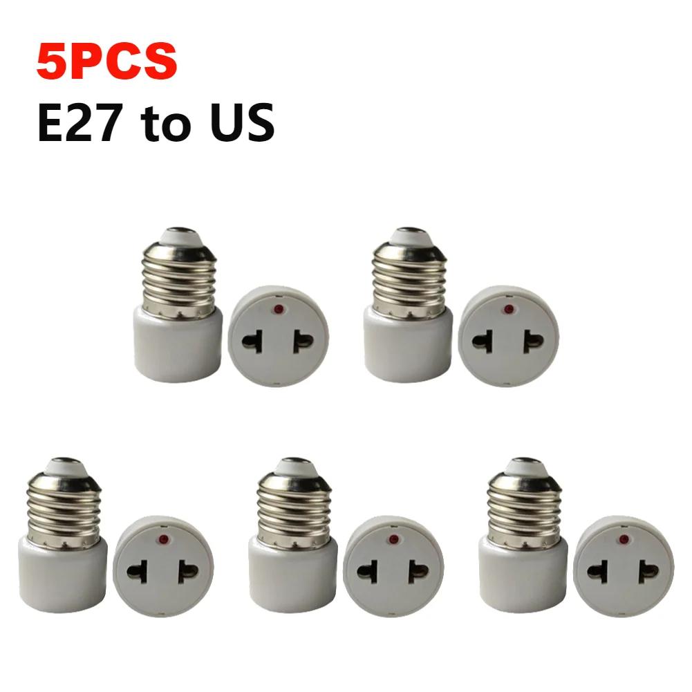 10-1PCS E27 to EU US Converter Lamp Socket Light Holder LED Bulb Lighting Outlet Plug E27 EU US Plug Socket Accessories