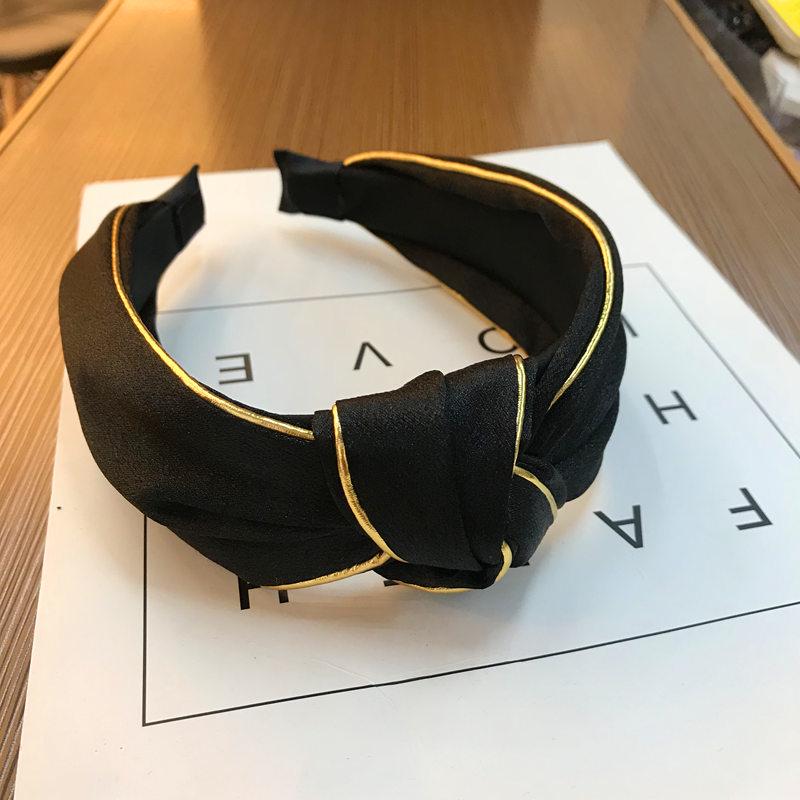 18K Gold Silk Knotted Headband Hairband High Quality Women Bright Satin Fabric Hairband Turban Knot Hair Accessories