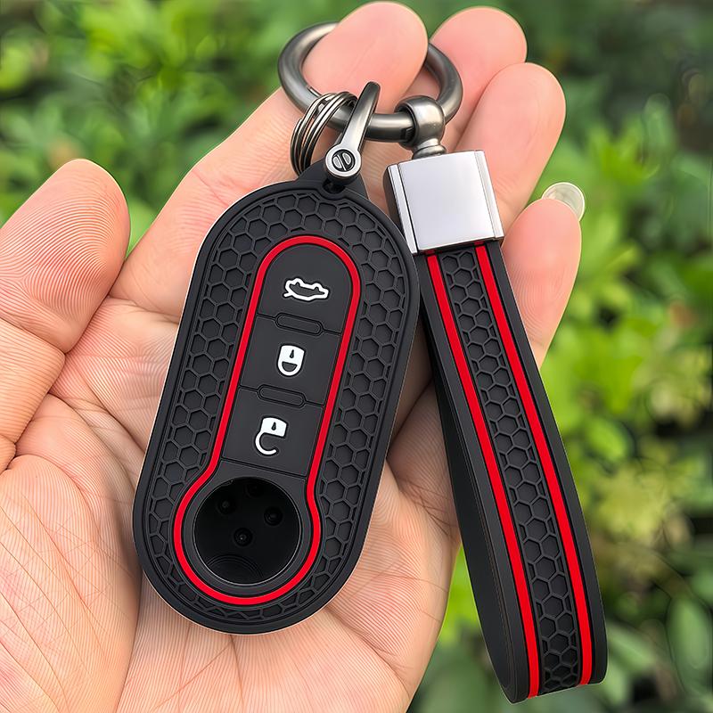 Keychain Key Case For Fiat 500 500L Ducato Panda LANCIA Punto Dot Evo Silicone Car Remote Key Cover For Citroen Jumper Holder