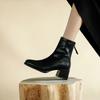 Fashion Square Toe Soft Leather Autumn Winter Female Short Shoes Elegant with Medium Heels Women's Ankle Boots Trend 2025 New in Booties