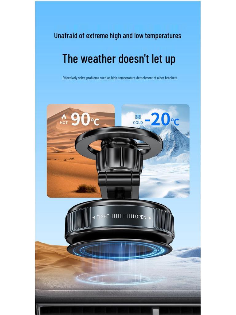 Magnetic Car Mount: 2026 Rotating & Folding Vacuum Suction Holder with Strong Magnetic Force for Car Navigation