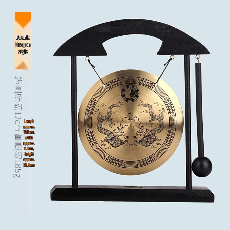 Double Dragon Copper Wind Chime with Zodiac Animals - Antique Gong Home Decor