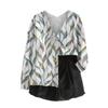 Women's V Neck Top Printing Thickened Plush Cashmere Warm Long Top