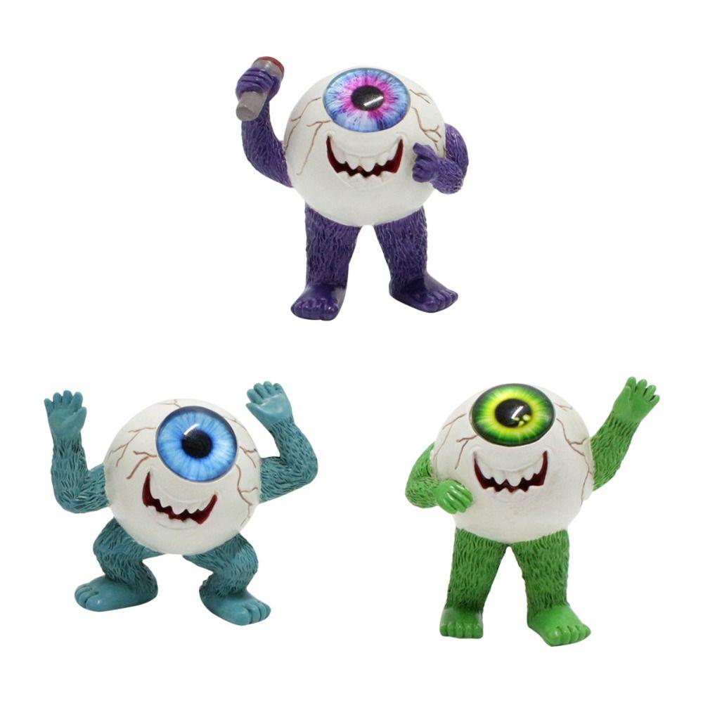 3pcs Realistic Halloween Eyeball Demon Figurine Scary Halloween Ornament Holiday Party Supplies