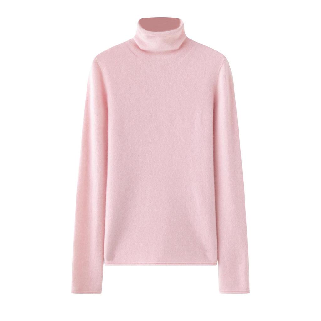 HE Basic Aesthetics Women's Cashmere Turtleneck Loose Fit Seamless Wool Sweater