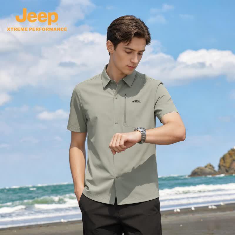 Jeep Men's Cool & Breathable Ice Silk Quick-Dry Casual Shirt