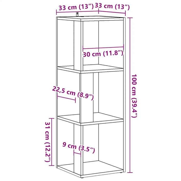 VidaXL Corner Cabinet Artisan Oak 33x33x100 Cm Engineered Wood, Corner Shelf, Bookcase, Display Cabinet, Shelf At 856721
