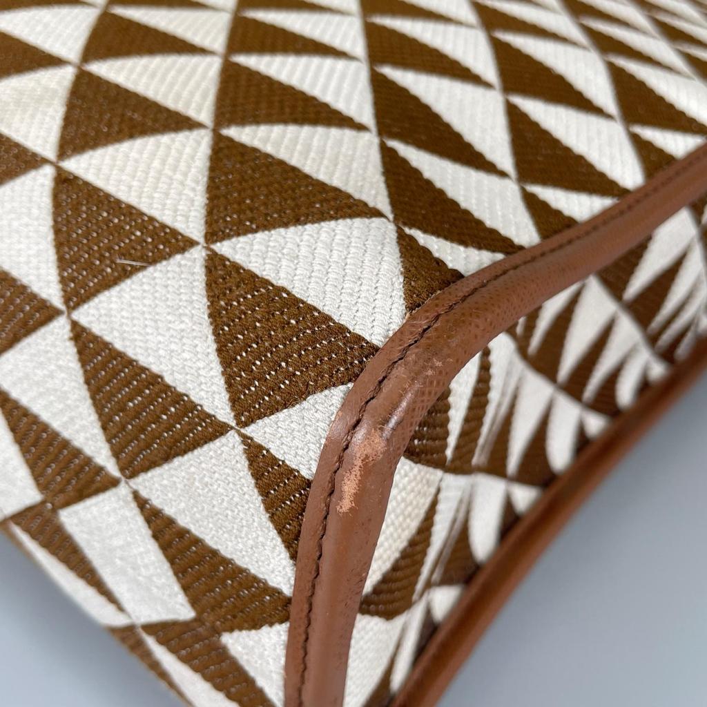 PRADA Symbol Embroidery Fabric Tote Bag Brown Women used