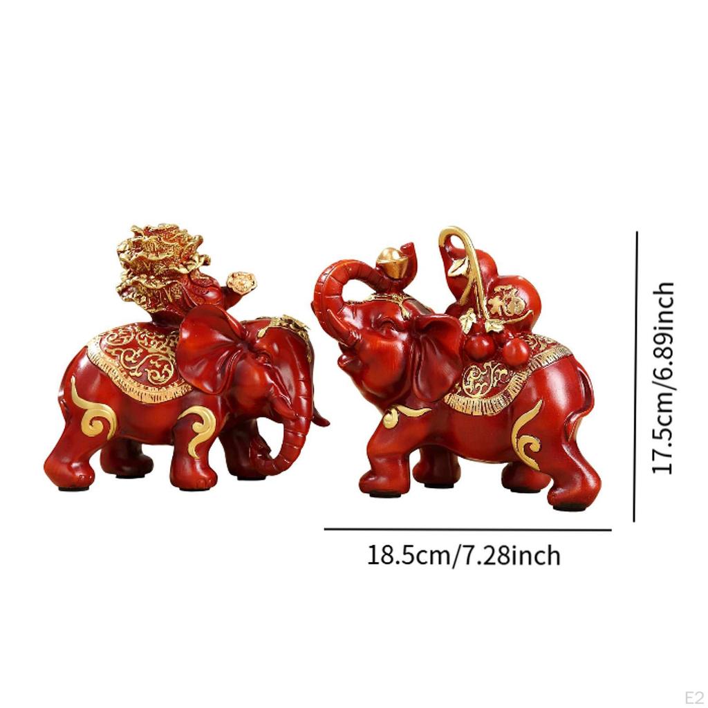 2 Elephant Figurines As Gifts Table Decor Collectible Animal Sculptures in Resin for Living Space