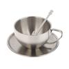 Stainless Steel Coffee Cup Mug Saucer Spoon Heat Resistant Milk Cup Saucer Spoon Kitchen Drink Water Cup Tableware