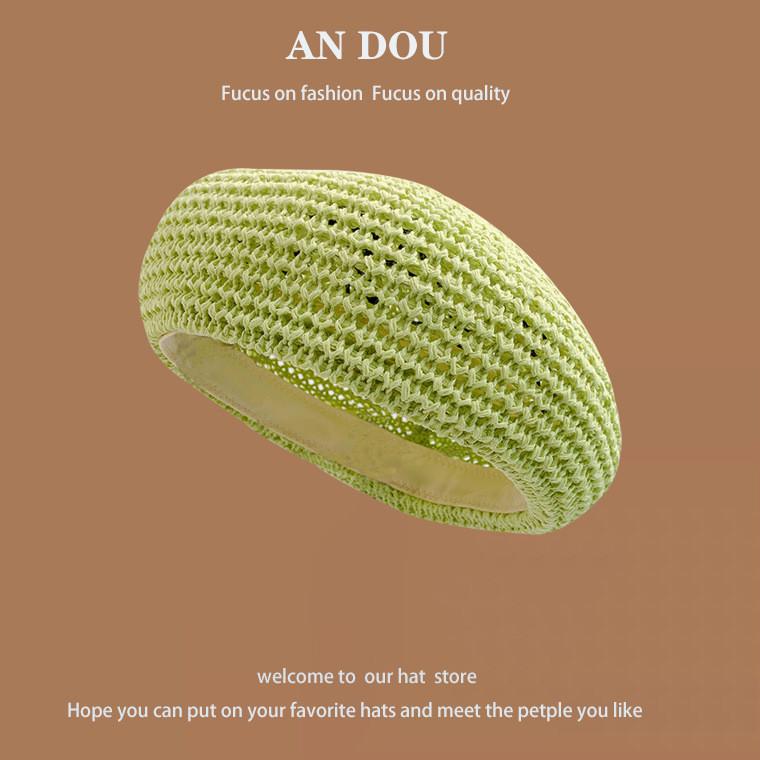Vintage Breathable Inspired Woven Beret Hat For Summer Fashionable Artist Cap