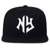 [sproutsy] Flat Visor Cap with Embroidered Logo, Snapback Hat, NY (JP, Numeral Size, 58.0 cm, Black)