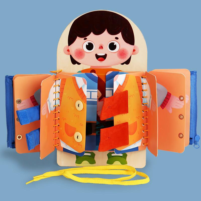 Montessori Holz-Beschäftigungsbrett Früherziehung Kognitives Spielzeug für Kleinkinder