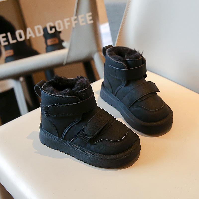 

Kids Boots Winter Toddler Boys Warm Fur Ankle Snow Boots Children Girls High Top Outdoor Shoes Soft Sole 28 чёрный