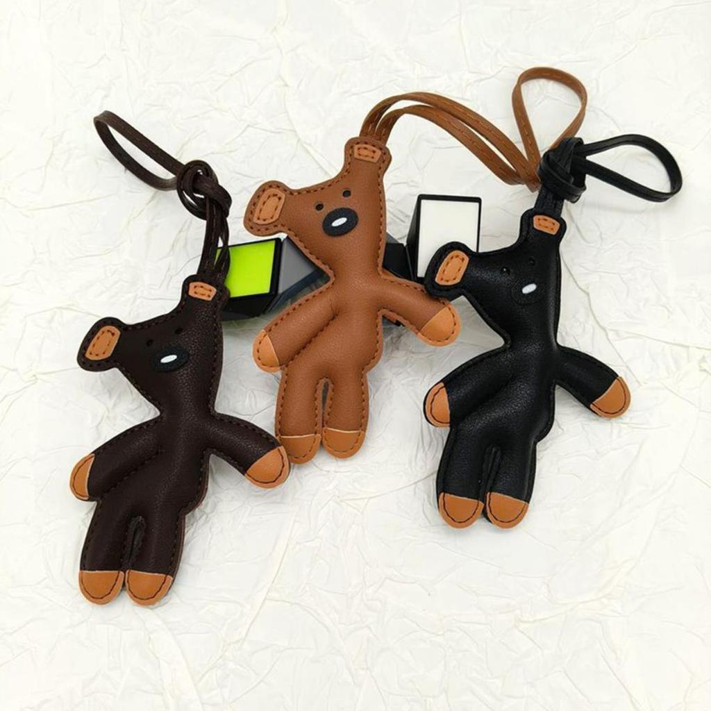 Mini Teddy Bear Keychain, Faux Leather Animal Keychain, Hanging Decoration Backpack, Handbag Hanging Decoration, Korean Version Bag Pendant