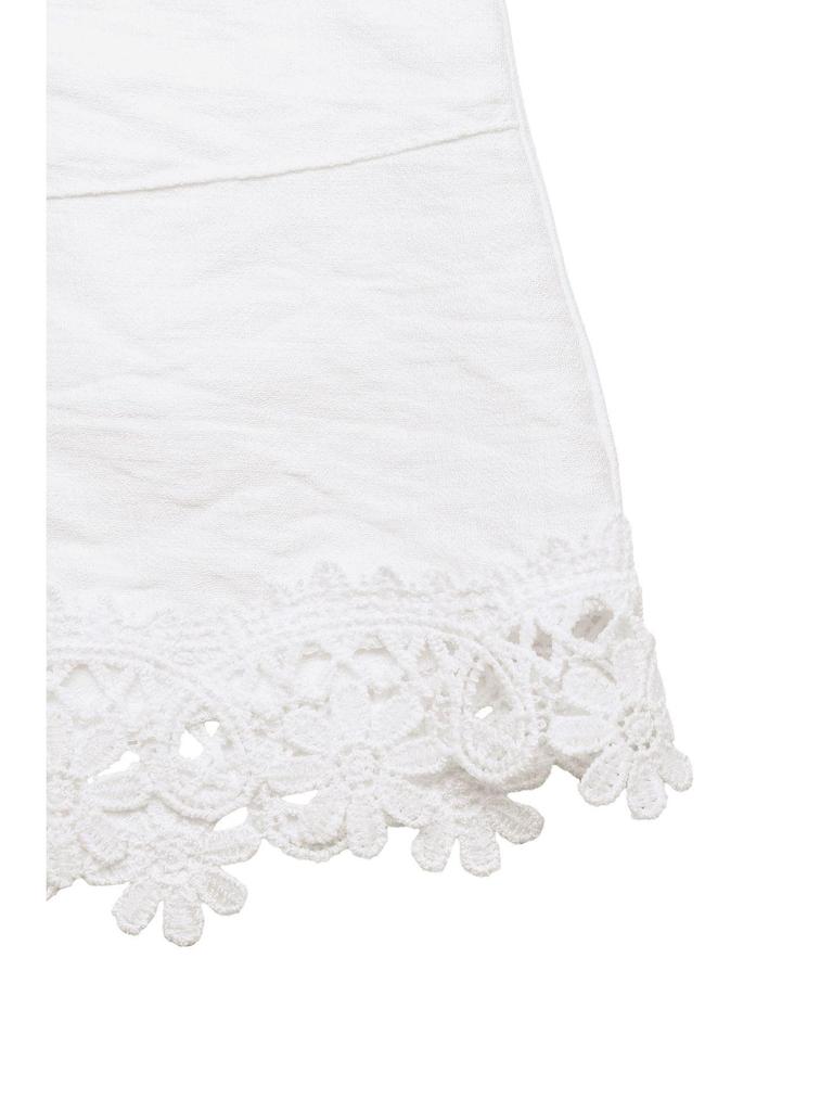 2026 Resort Style White Lace Patchwork Drawstring Shorts
