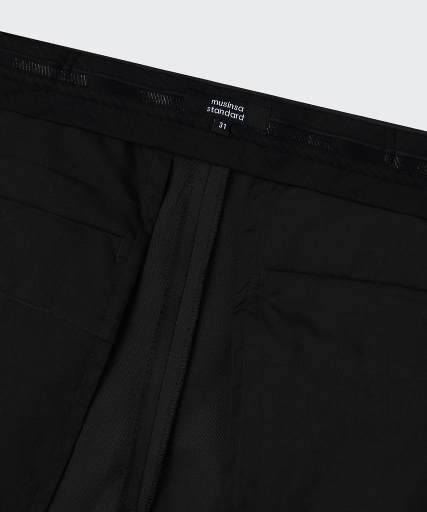 MUSINSA STANDARD Whipcord Flare Hidden Banding Slacks [Black]