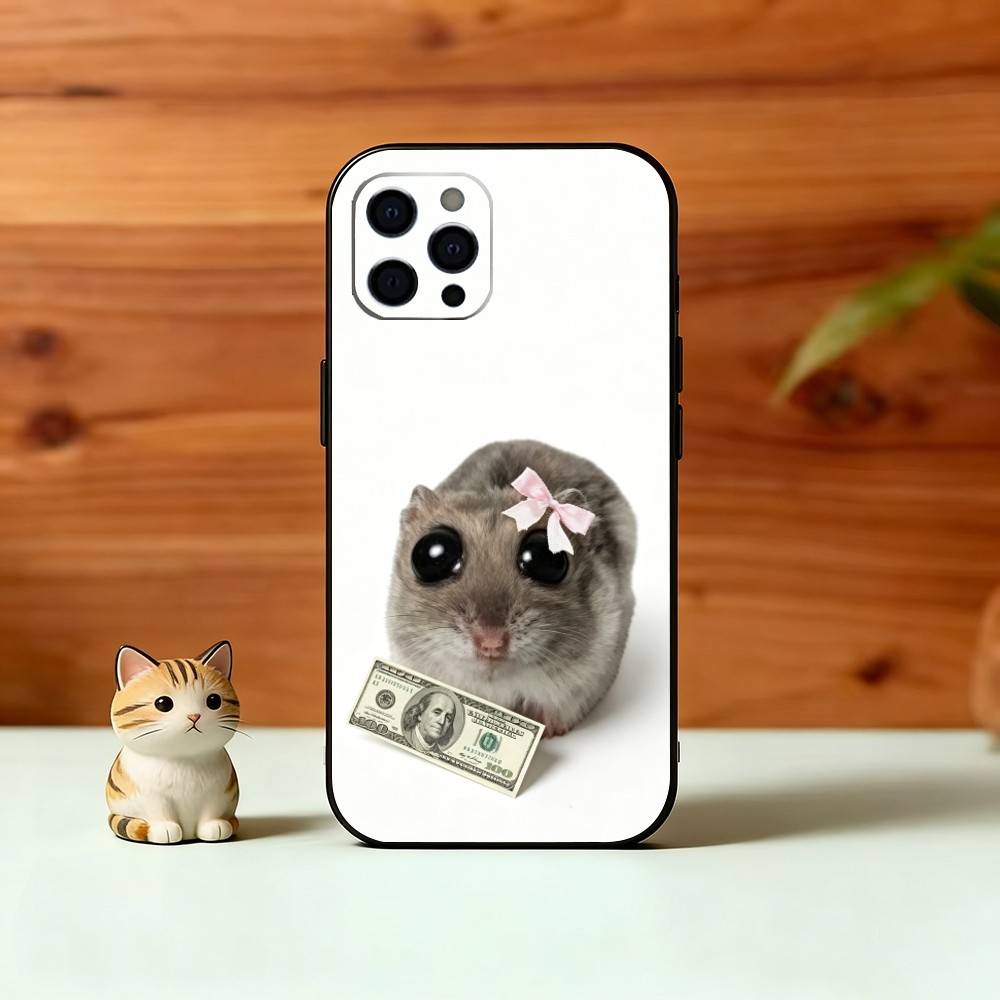 S-Sad H-Hamster Meme Phone Case For iPhone 17, 16,15,14,13,12,11 Plus,Pro Max, Others Soft Black Cover