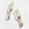 Elegant Gold Alloy Double Safety Pin Earrings Unique Exaggerated Womens Jewelry
