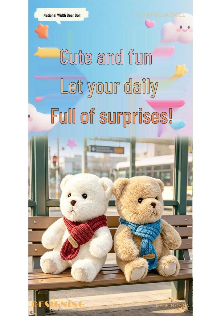 Cute Teddy Bear Plush Toy Scarf Doll - Perfect Gift for Children or Girlfriend