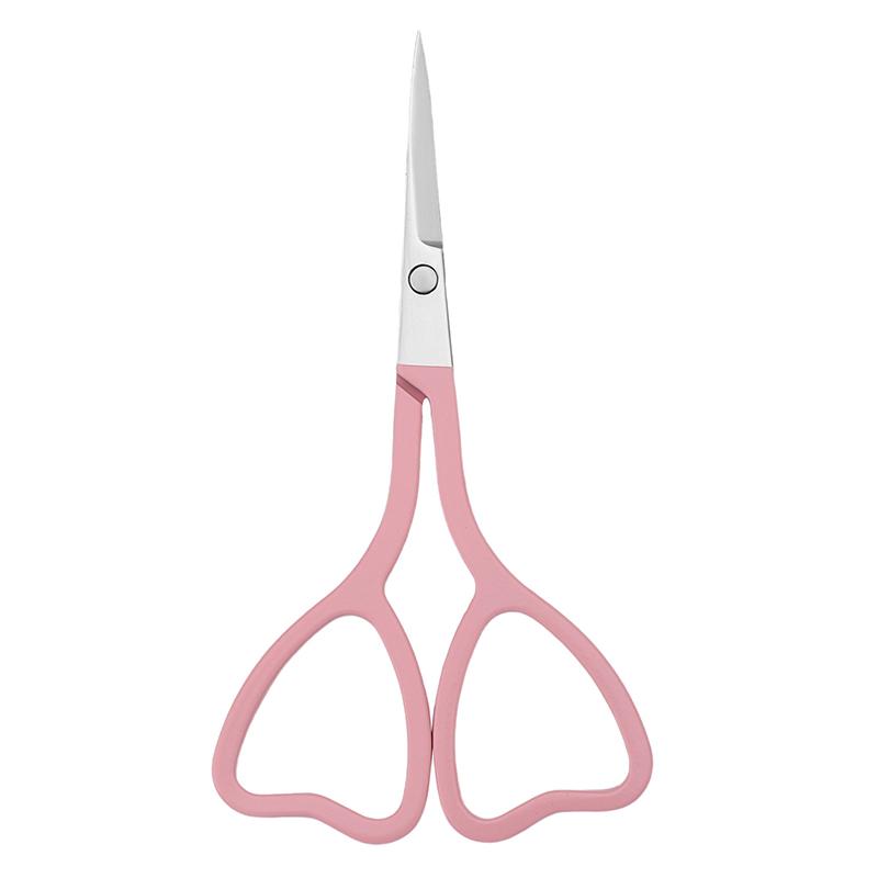 Pink  Love Stainless Steel Heart-shaped Eyebrow Trimming Scissors Sharp Pointed Beauty Scissors Flower Thread Scissors