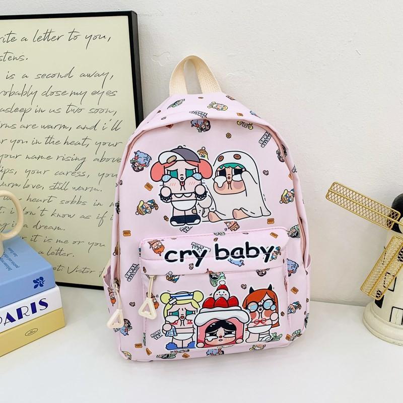 Girls Cartoon Prepreschool Bookbag With Cry Baby And Letter Prints For Daily