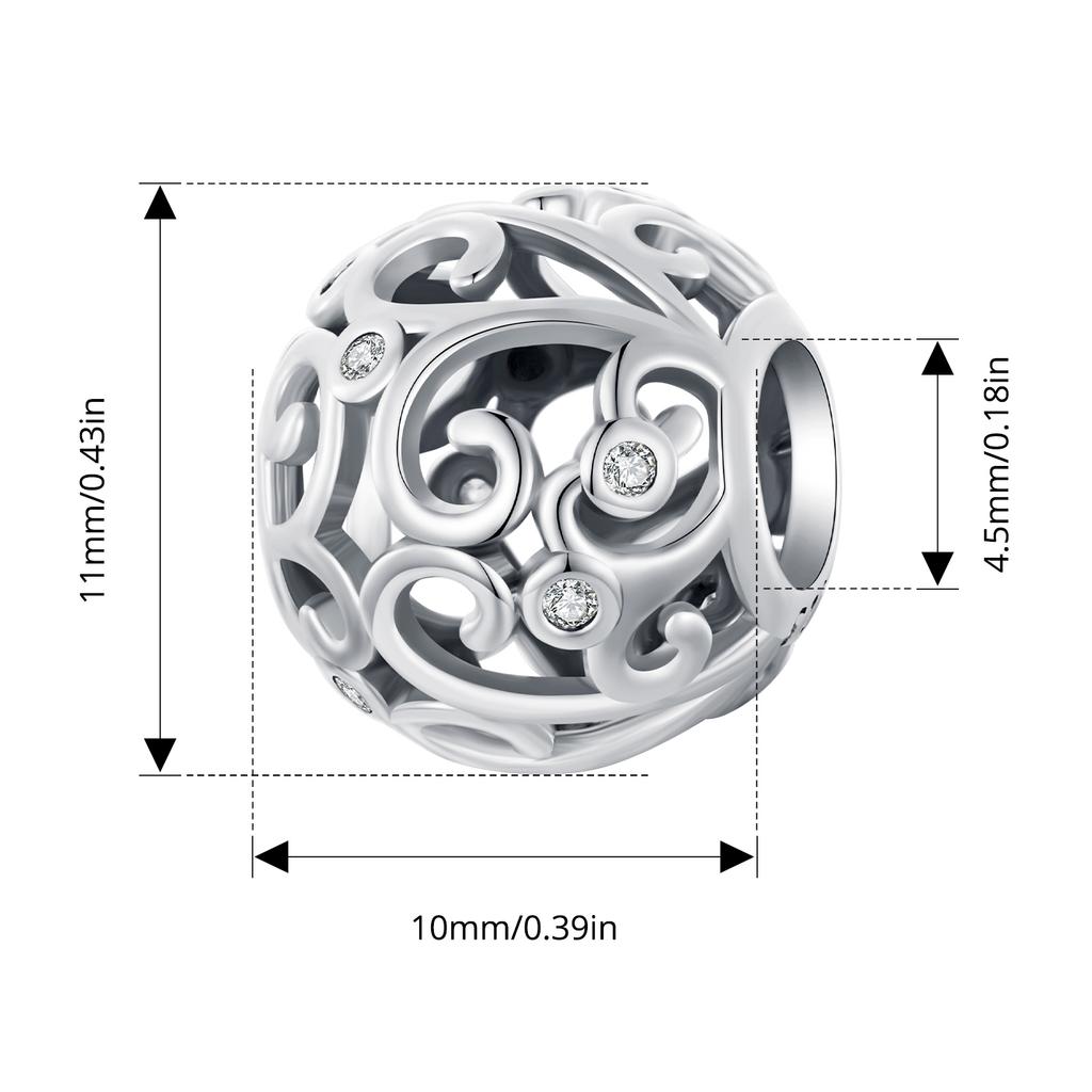 BAMOER 925 Silver Transparent Green Clover Charms Scroll Pattern Beads Fit Original Bracelets DIY Jewelry Accessories