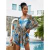 Summer Women's Plus Size Printed Beach Cover Up Sexy Holiday Dress Sun Protection Bikini Cover Up