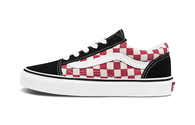 Vans Old Skool Kids Checkerboard - Black Red 32.5