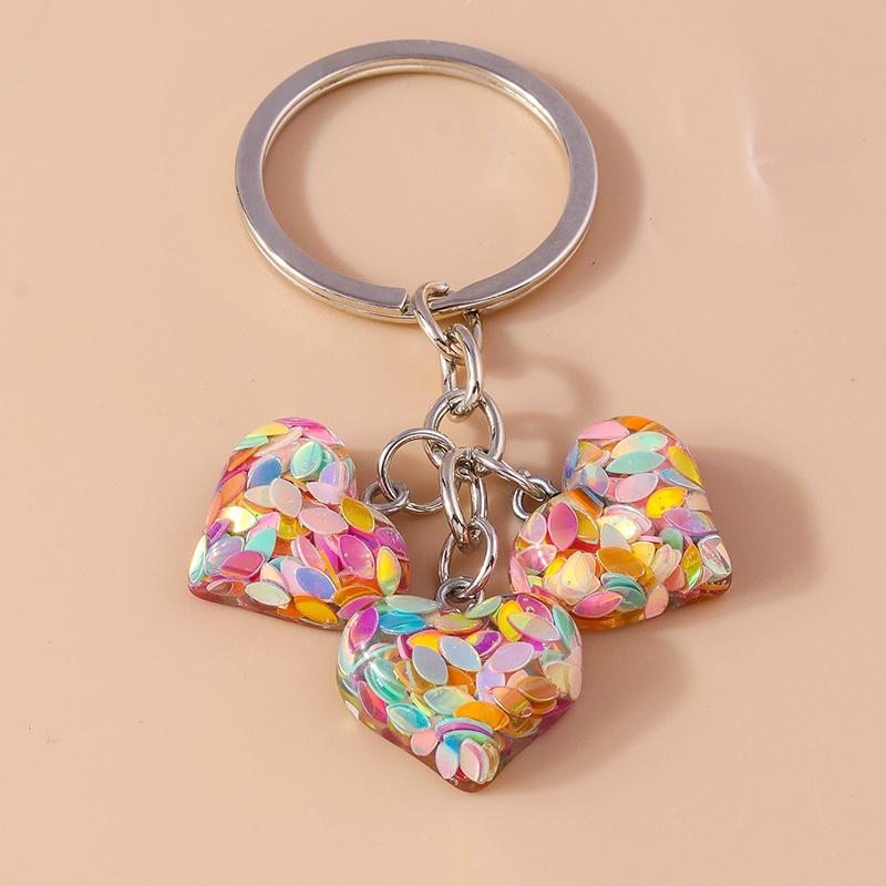 Cute Resin Love Heart Keychain Maple Leaf Key Ring Pendant for Women Girl Handbag Decor DIY Handmade Jewelry Gift