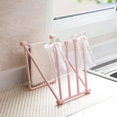 Liroyal Towel Rack, Dish Drying Stand, Holds 4 Dishcloths, Flower Design, Dish Drainer, Dish Holder, Bottle Drainer, Over-the-Sink Dish Drainer, Stove