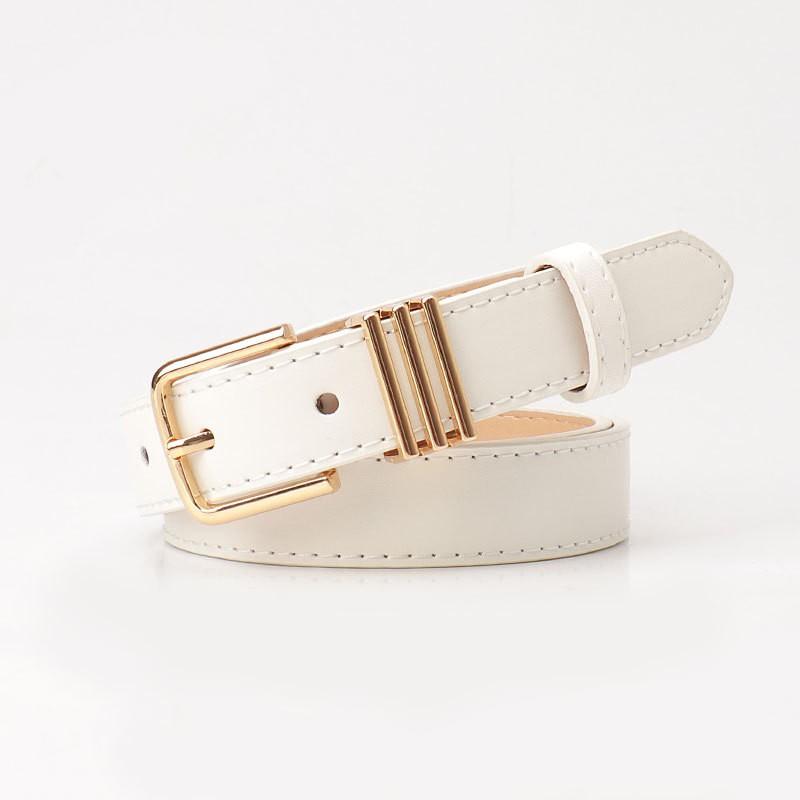 Womens Slim Faux Leather Belt With Alloy Pin Buckle Casual Chic Waistband Jeans Office Wear