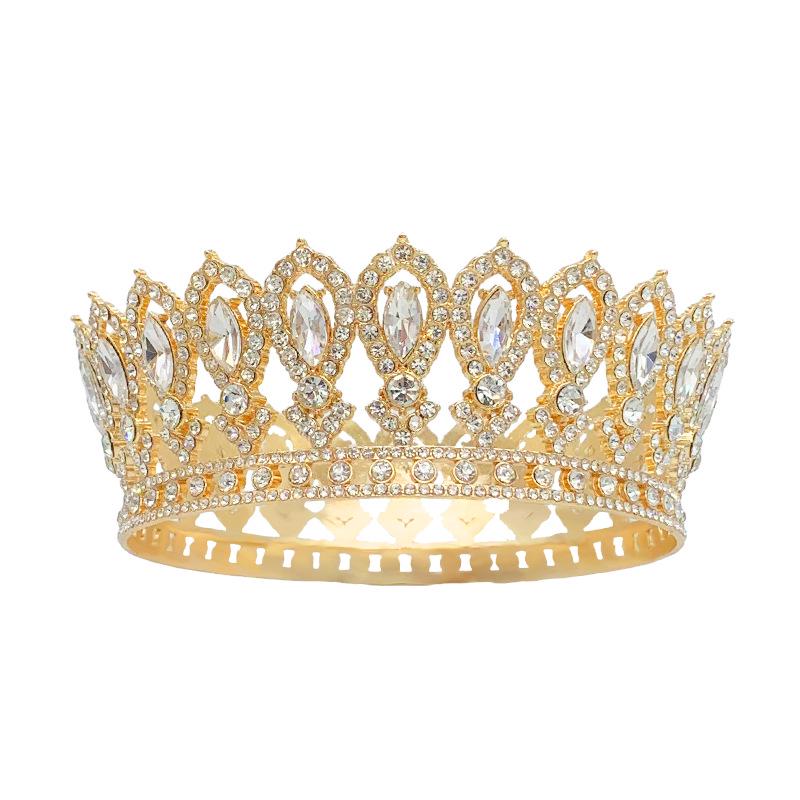 Elegant Gold Crown: Multi-color Pageant & Bridal Headpiece for Women