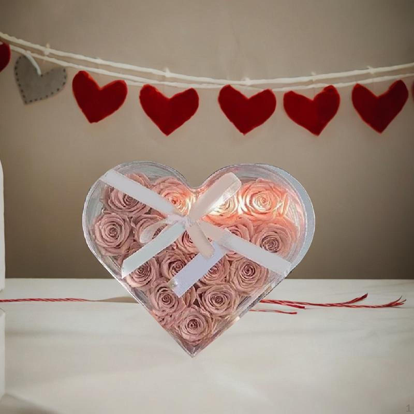 Box of Flowers Polyvalent Floral Case in The Shape A Heart Acrylic Container CONTAIRS cm