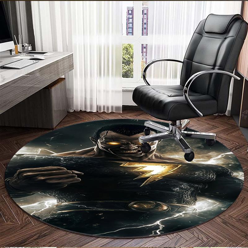 Black Adam Print Round Rug, Washable Floor Carpet, For Entryway Dorm Laundry Room Office Study, Home Decor Birthday Christmas Gift