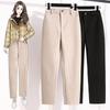 Förtjockade tweedbyxor för kvinnor höst och vinter Raka byxor i plusstorlek Casual byxor