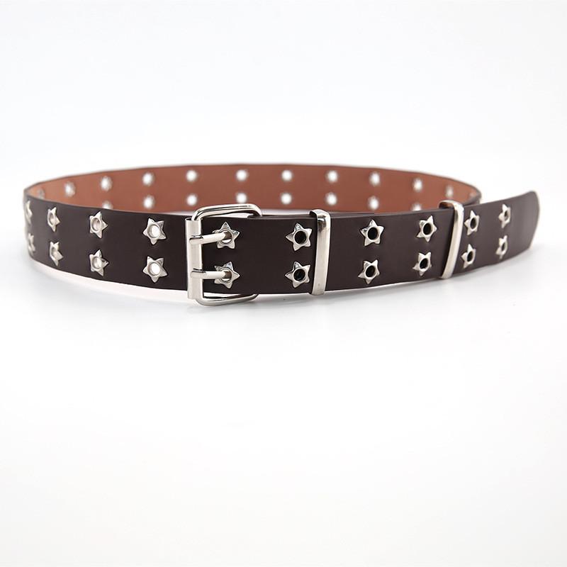 Trendy Star Double Row Buckle Belt With Hollow Punk Design In Various Colors For Spring 2023