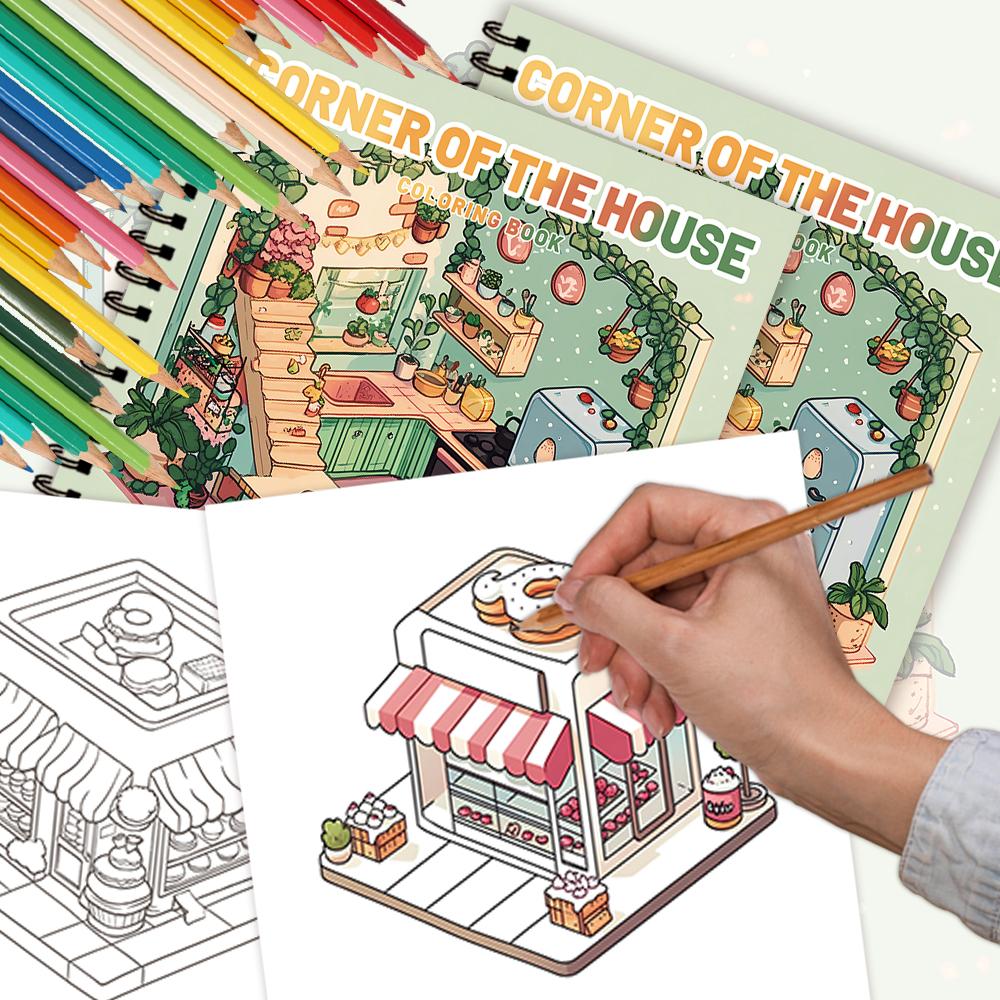 1pc, Room Colouring Book - Teen Colouring Book - 30 Sheets, 8.3x 8.3 inches, Adult Stress Relief, Birthday, Holiday Party Gift