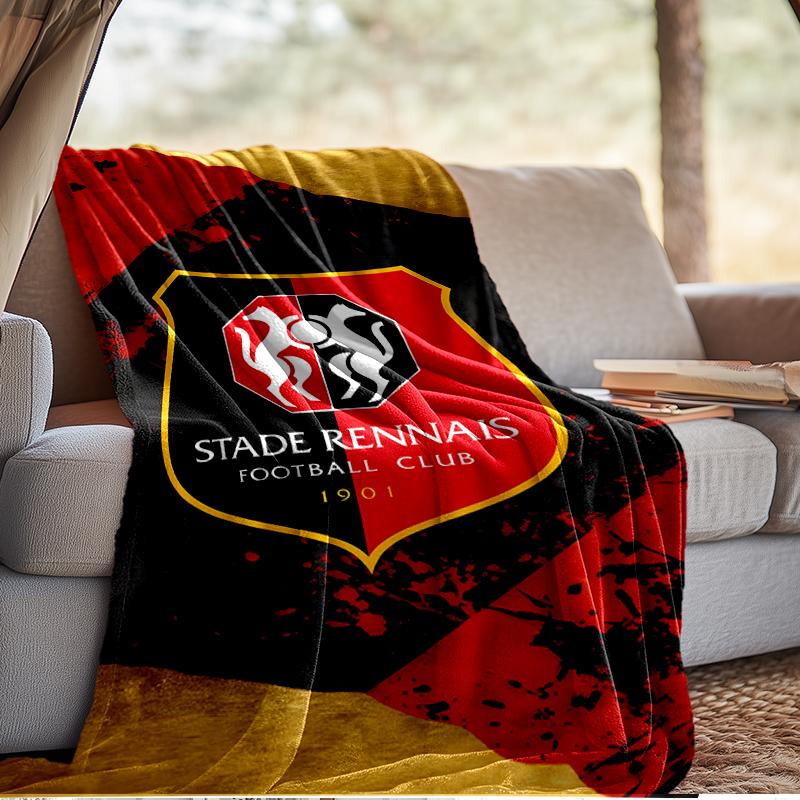 Stade Football Club Crest Blanket Lightweight Ideal Bedding Blanket Perfect for Travel, Camping, Living Rooms, Offices, Sofas, Fan Christmas Gift